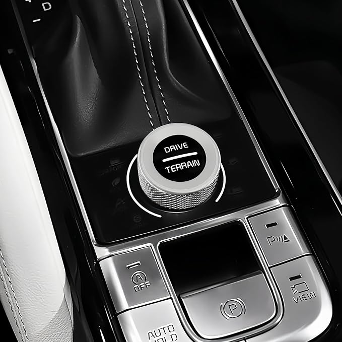 5PCS Aluminum Car Drive Mode Gear Shift Switch Cover,Radio Audio Volume Adjustment Knob Cover,AC Switch Button Knob Cover Compatible with Kia Telluride 2020-2025 Accessories (Silver)