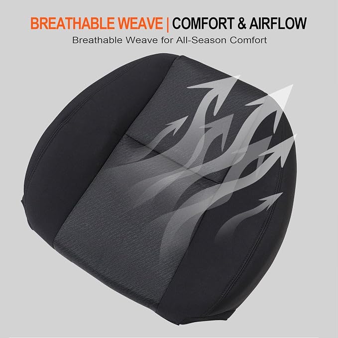 GXARTS Black Cloth Driver & Passenger Side Bottom and Top Back and Foam Cushion Replacement Seat Cover Compatible with Chevy Silverado 1500 2500HD 3500HD 2007 2008 2009 2010 2011 2012 2013 2014