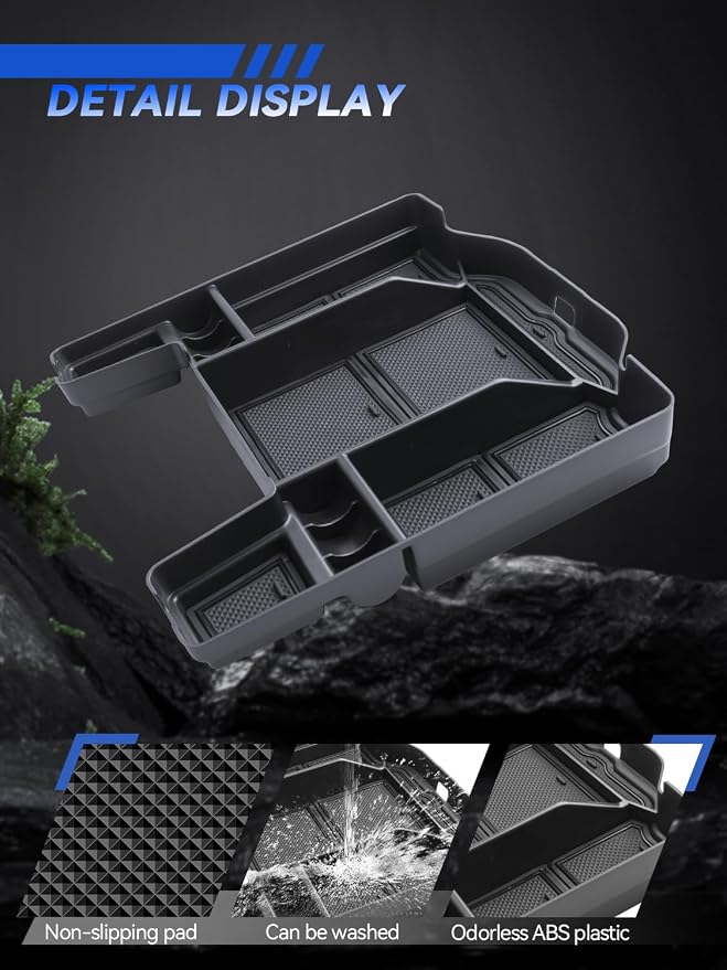 for Ram 1500 Center Console Organizer 2019-2025 2026 Dodge Ram 1500 2500 3500 Accessories Armrest Tray Middle Storage Box Insert Container Durable ABS Plastic