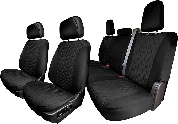 FH Group Custom Fit Car Seat Covers Specifically Made for 2019-2023 GMC Sierra 1500 2500HD 3500HD SLT AT4 Denali - Ultraflex Neoprene Water Resistant Automotive Seat Covers - Full Set Black