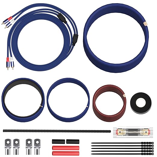 8 Gauge Complete Amp Wiring Kit, Premium Car Amplifier DIY Installation Kit, 800W High Power CCA Cable with Fuse Holder& Full Accessories for Car Truck/RV/ATV Audio Systems Radio Subwoofer Speaker