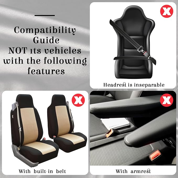 BBTO 47 Pcs Car Seat Full Set Car Accessories for Women 5 Front Rear Seat Covers Wrist Strap 2 Pieces Cup Mat Armrest Pad 2 Belt Cover Accessories for SUV(Purple Black)