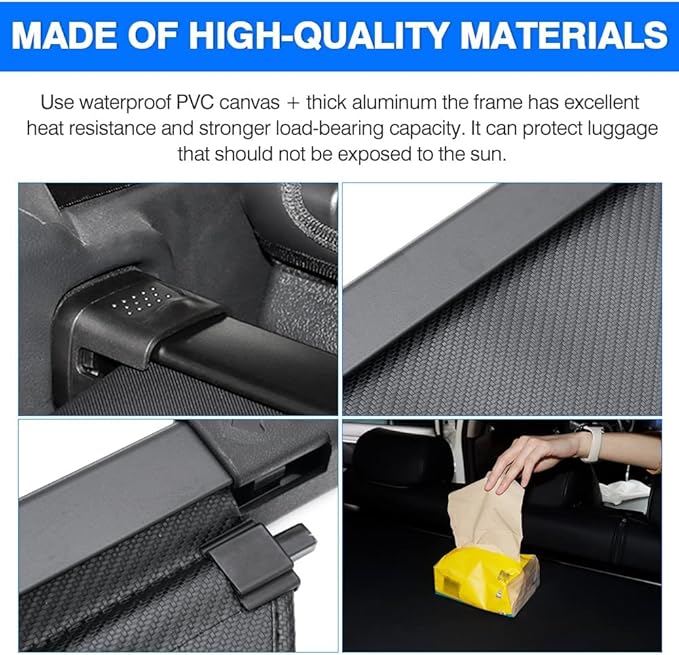 Powerty Cargo Cover for 2022-2025 Toyota Corolla Cross SUV Accessories Retractable Trunk Cover Rear Trunk Security Cover Shielding Shade Black（Not for Corolla）