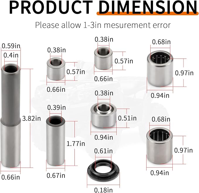 2x Front upper & lower Arm Bearing Bushing Seal Kit Compatible with Kawasaki Brute Force 650 750 4x4i KVF650 KVF750 2005-2013 (NO-4x4)