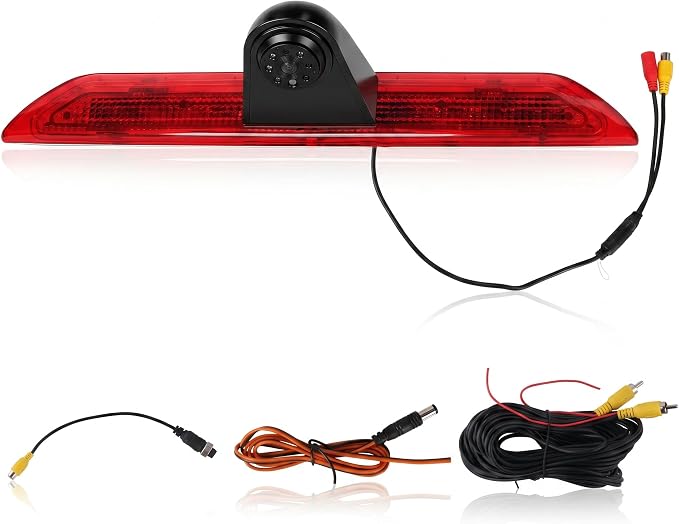 Brake Light Rear View Camera for Ford Transit 2014-2018,IP67 Waterproof, 140° Wide Angle,HD Night Vision,Third Brake Light with Adjustable Angle,12V,10M Wired Connection, Easy & Wired Installation