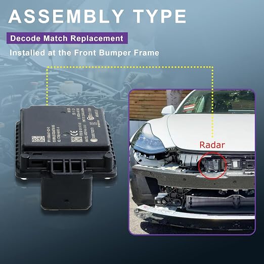 1108647-00-D Car Front Radar Sensor Distance Control Module Acc 12V 7 Pin Compatible with Tesla Model 3 (5YJ3) 2017-2024 Model Y (5YJY) 2019-2024 Model S (5YJS) 2012-2024 1108647-00-B