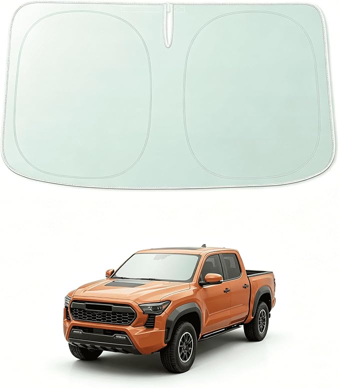 WOLFBOX Foldable Car Windshield Sun Shade, Maximum UV & Heat Shield Front Window Sunshade Visor Protector Universal Fit for SUVs Trucks Sedans (69''x35'')