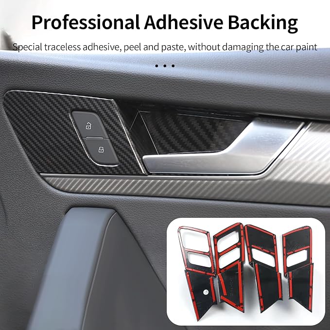 Door Lock Button Panel Cover Compatible with Audi Q5 2018-2025, Inner Door Lock Button Panel Cover for Audi Q5 Sportback, ABS Carbon Fiber Interior Trim, NO Memory Seat Button Trim