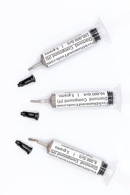 TechDiamondTools Kit of 3 Diamond Polishing Compound Polishing Paste USA Made 8000 50000 100000 Grit for Marble Glass Metal Rock Jewelry Resin Silver Gemstone with High Concentration of Diamond Powder