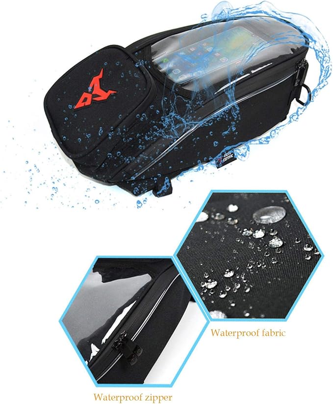 Naysku Motorcycle Tank Bag, 7Inch Touch Screen Motorcycle Bag Fuel Tank Magnetic Bag, Water-Repellent, Large Capacity and Multiple Compartments, for Outdoor Activities
