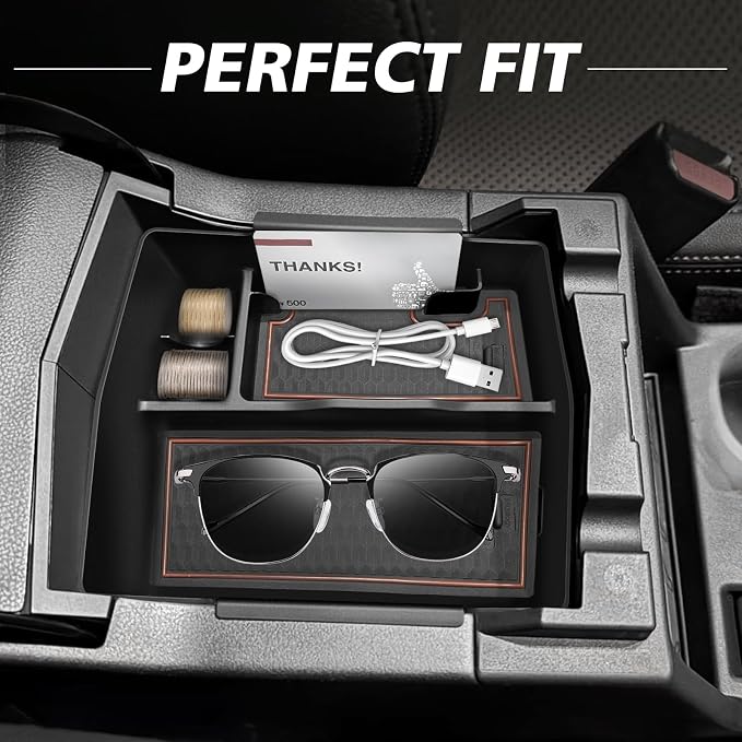 Muslogy Center Console Organizer [Black] & Armrest Cover [Gray] Compatible with Subaru Forester 2025 Accessories