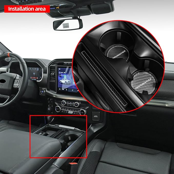 BETTERHUMZ Central Control Storage Box Trim Pad Compatible with Ford F150 2021 2022 2023 2024 2025 for Alcantara Carbon Leather Car Interior Accessories (Carbon Leather)