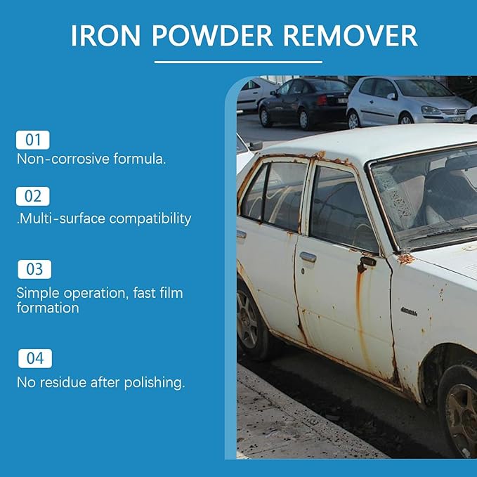 Multi-Functional Quick-Acting Rust Removal Spray, 2026 New 100ml Multipurpose Iron Powder Remover Spray for Car, Fast-Acting Formula & Easy Sprays Application for Metal, Bikes, Tools (100ML+30ML)