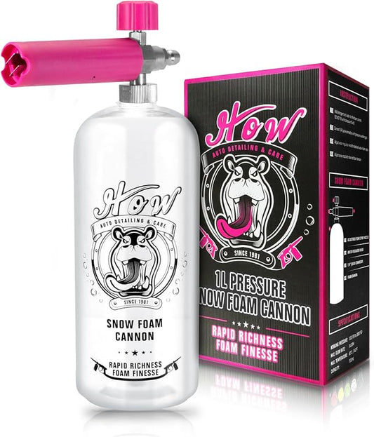 H.O.W DETAILING 1L Snow Foam Cannon, Car Foam Sprayer for Pressure Washer with 1/4'' Quick Connector & Adjustable Spray Nozzle