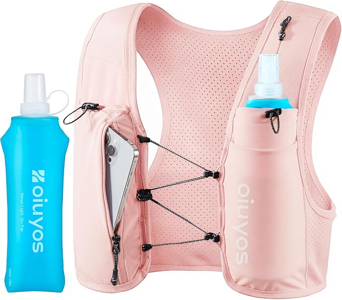 Running Vest for Women Men - Adjustable Chest Straps Running Hydration Vest with 500ml Soft Flask & Phone Holder - Lightweight Reflective Hydration Backpack for Runner Marathon Essentials