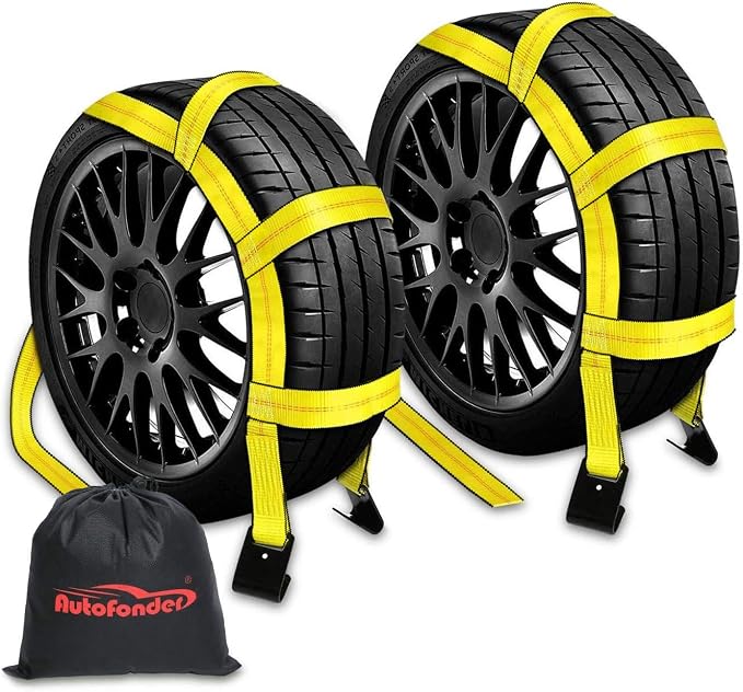 Vehicle Tie Down Kit with Flat Hook and Tow Dolly Basket Straps