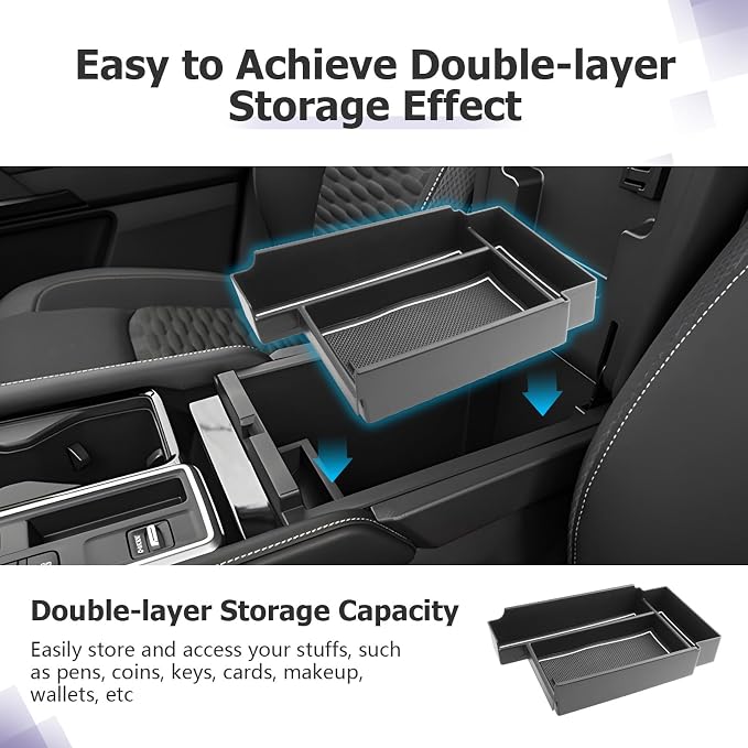 LUWU 2025 2026 Pathfinder Center Console Organizer Compatible with Pathfinder 2022 2023 2024 2025 2026 Accessories Armrest Console Storage Box Insert Tray ABS Material Coin Container, White