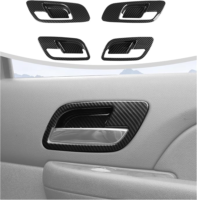 RT-TCZ Inner Door Handle Bowl Cover Trim Decoration Interior Accessories for Chevy Avalanche/Suburban/Tahoe 2007-2013,for GMC Yukon/Sierra 2007-2013 (Black Carbon Fiber)