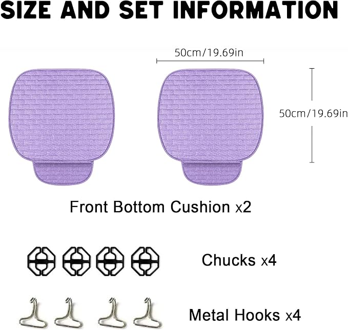 Little Pruple Car Seat Covers Front Seats,2 Pack Seat Covers for Cars Truck SUV,Front Seat Covers with Storage Pocket(Little Pruple-Front Seat)