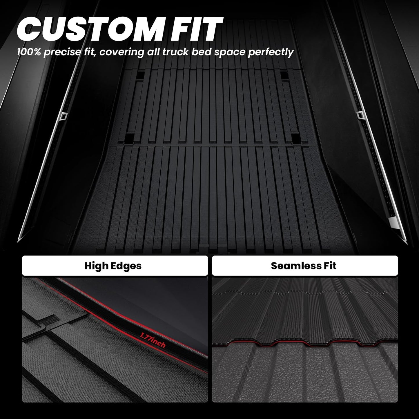 LASFIT Truck Bed Mat for Tesla Cybertruck 2024 2025 2023 6FT Bed Liner Car Accessories, Custom Fit TPE All Weather Pickup Cargo Liner Frunk Rear Sub Trunk Mat Set 3PCS