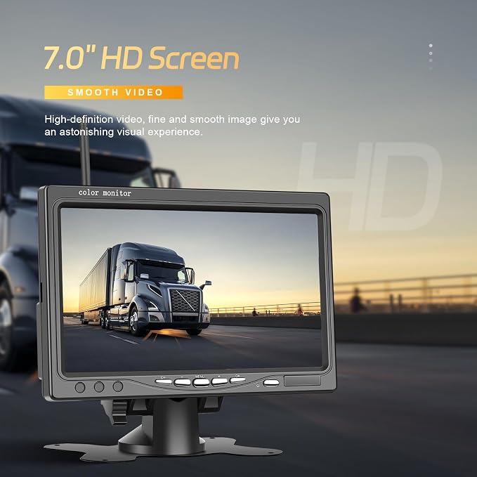 7 Inch Wireless Backup Camera for Truck with 2 Rear View Camera System for Cars, 4 Channels Split Screen, BSD Alert, Night Vision, IP68K Waterproof, for Truck, Pickup, Trailer, Cars Parking Safety