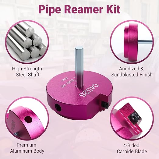 8 Pcs PVC Pipe Reamer Kit for 1/2" Drill – Fitting Saver Tool Set, Includes 1/2", 3/4", 1", 1-1/4", 1-1/2", 2", 3", 4" Carbide Inserts for SCH40 PVC CPVC ABS Pipes