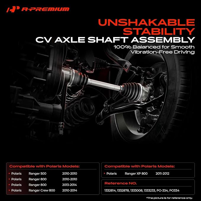 A-Premium Pair (2) Rear CV Axle Shaft Assembly Compatible with Polaris Ranger 500 2010, Ranger 800 2010 2013-2014, Ranger Crew 800 2010-2014, Ranger XP 800, Driver and Passenger Side