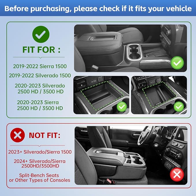 EDBETOS Red Dashboard Organizer and Center Console Organizer Tray for 2019-2022 Silverado/Sierra 1500 Full Console Bucket Seats Only, Also Fits 2020-2023 Silverado Sierra 2500HD 3500HD