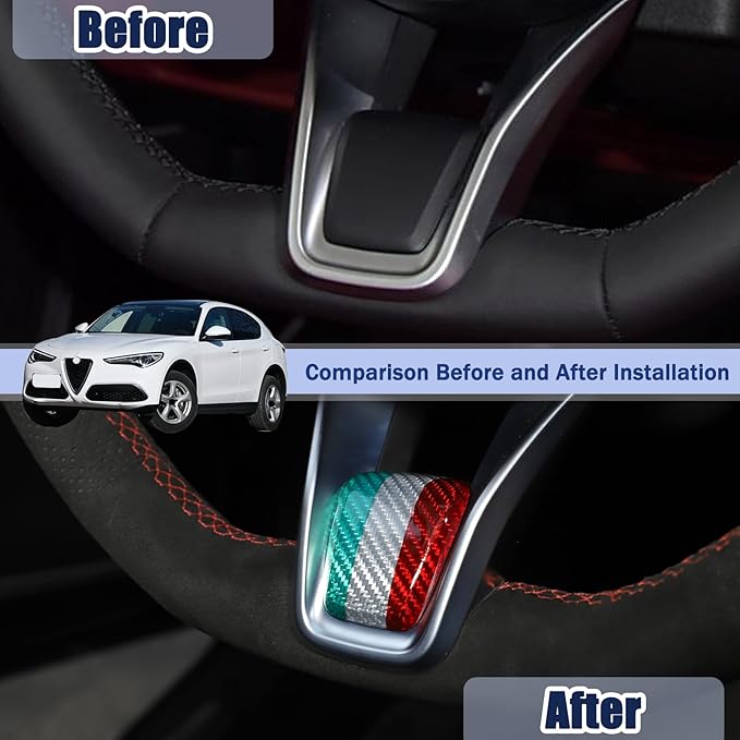 Carbon Fiber Central Steering Wheel Trim Strip Compatible with Alfa Romeo Giulia Stelvio Tonale 2020 2021 Steering Wheel Bottom Decoration Panel Cover Auto Accessories (Three Colors)