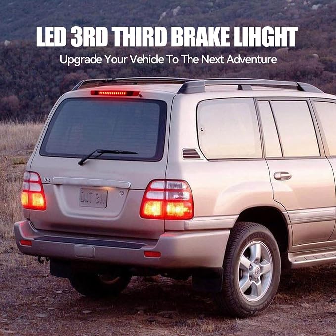 Third 3rd Brake Light LED for 1998-2007 Toyota Land Cruiser, High Mount Rear Brake Lights Assembly for 98-07 Toyota Land Cruiser without Spoiler, Waterproof Center Cab Lamp Stop Light (Red)