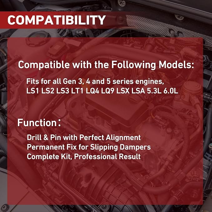 Crankshaft Damper Drill Pinning Fixture Tool Kit Compatible with LS1 LS2 LS3 LT1 LQ4 LQ9 LSX LSA 5.3L 6.0L