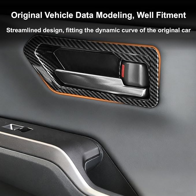 Inner Door Handle Bowl Frame Cover Compatible with Toyota RAV4 XLE Premium/LE/SE/XSE/Limited/Woodland 2026+, Door Pull Bowl Guard Cover, Handrail Cup Trim for RAV4 2026 2027 Accessories (Carbon Fiber)
