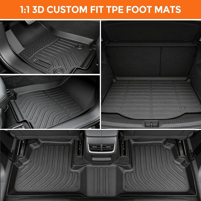 Floor Mats for Chevrolet Chevy Trax 2014-2023 & for Buick Encore 2013-2023 (Not for Encore GX), Heavy Duty TPE All Weather Protection, Waterproof Non-Slip Black (Two-Row Floor Mats & Cargo Liner)