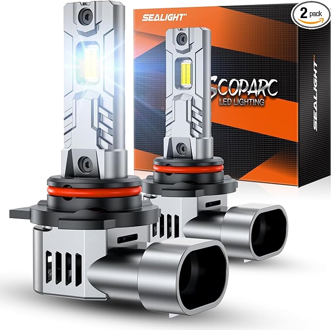 SEALIGHT S2S HIR2/9012Light Bulbs, 70,000LM Super Brighter, 6500K Pure White 9012 Fog Bulbs with 25000RPM Cooling Fan, 70K+ Hours Lifespan, 2-Pack for Cars/Trucks/SUVs