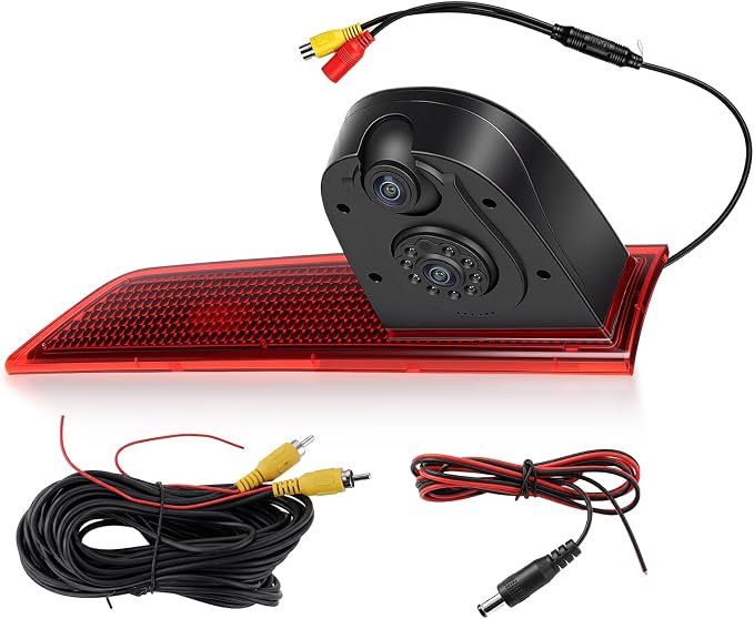 Dual Lens Brake Light Backup Camera for Ford Transit 2012-2015, High Mount Third Brake Light Rear View Camera, OEM Replacement Reverse Parking Camera with Night Vision, Wide Angle, IP67 Waterproof