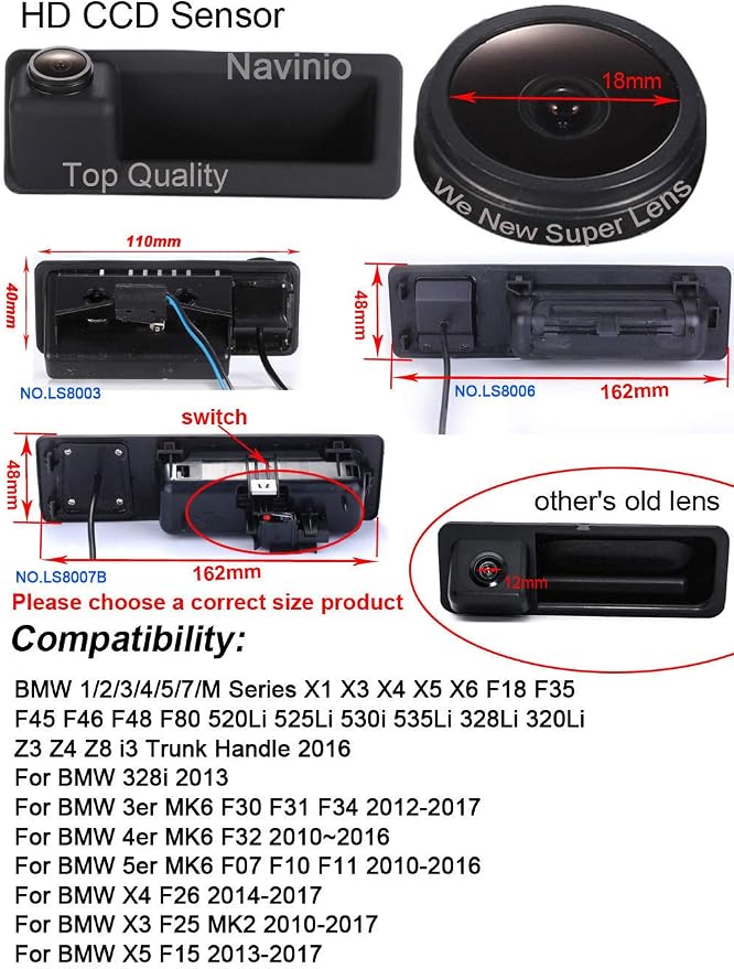 Vehicle Rear View Trunk Handle Camera Back for 3 5 Series 118 316 318 120i 330 335 320i 330i 335i 520 523 530 E39 E46 E53 E82 E88 E84 E90 E91 E92 E93 E60 E61