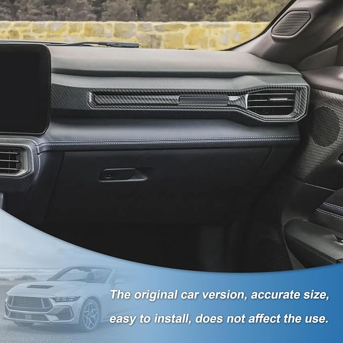 Carbon Fiber Center Console Dashboard Panel Cover & AC Air Vent Cover Compatible with Ford Mustang 2024 2025