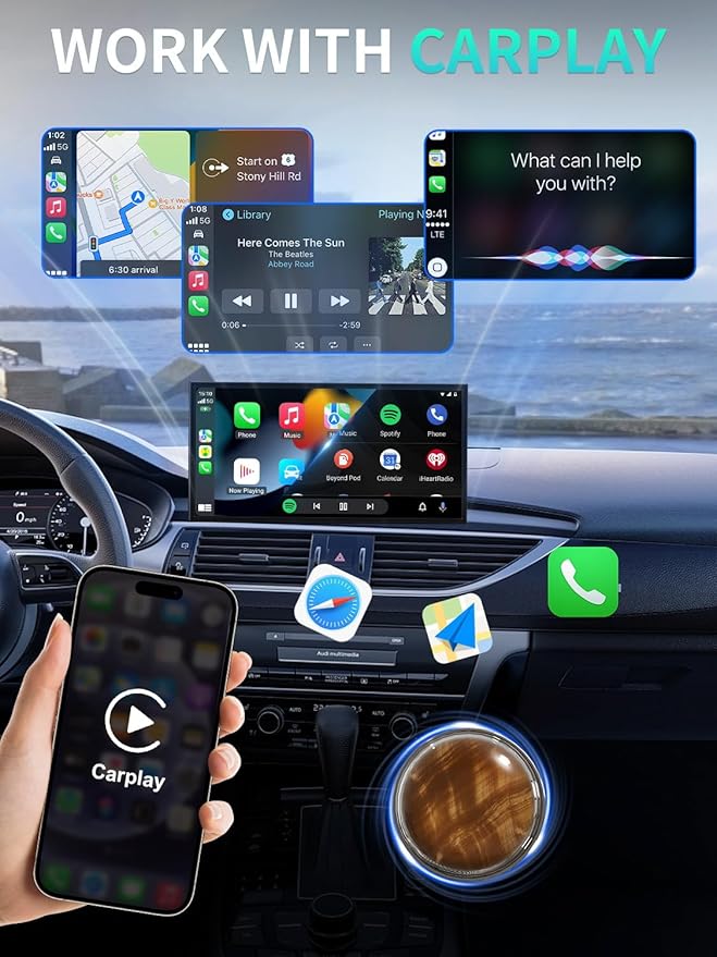 Tiger Eye Wireless CarPlay Adapter for Apple CarPlay & Andriod Auto with Car Aroma Diffuser, Connection for Convert Wired to Wireless