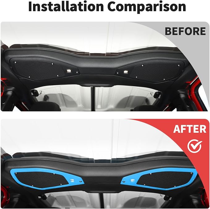 JWWY for Jeep JL Speaker Audio Trim Top & A Pillar Cover Trim for 2024 Jeep Wrangler JL JLU & Gladiator JT Accessories ABS 4PCS Light Blue