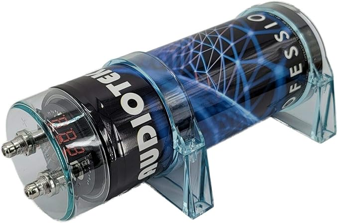 AUDIOTEK 3.5 Farad Round Capacitor, 12 Volts, 3500 Watts, Digital Voltage Display, Chrome Plated Battery Post, Car Audio Capacitor