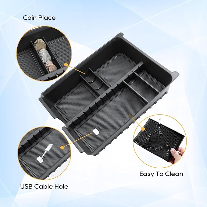 For Honda Pilot Center Console Organizer for 2023 2024 2025 2026 Honda Pilot (lx/sport/ex-l/trailsport/touring/elite/black edition) Middle Armrest Storage Non-Slip Waterproof 2PCS Interior Accessories