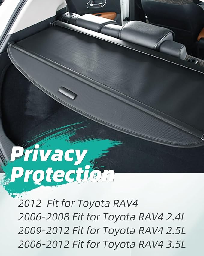SCITOO Cargo Cover Shade for 2006-2012 Fit for Toyota RAV4 Retractable Rear Trunk Anti-Peeping Privacy Security Luggage Cover