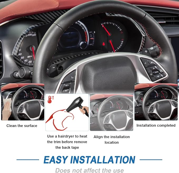 Real Carbon Fiber Center Console Display Panel Trim Compatible with Corvette C7 2014–2019, Interior Decal Sticker Accessories