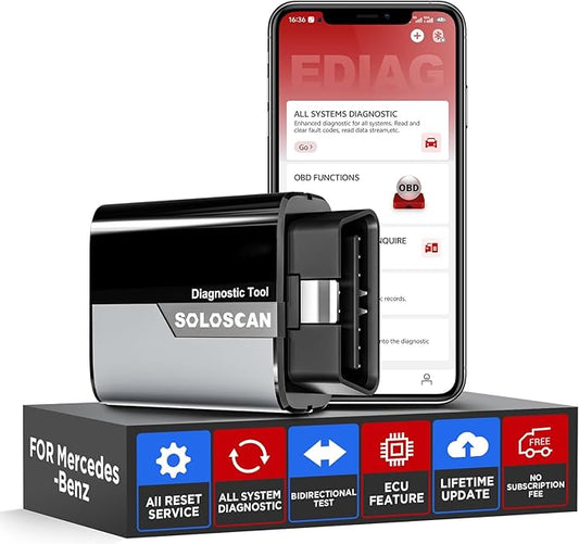 KINGBOLEN SOLOSCAN Bluetooth OBD2 Scanner for Mercedes-Benz MB (A/C/E/S/G/More), Maybach Bidirectional Scan Tool, All System Diagnostic, All Reset Service, Auto VIN, Lifetime Update for iOS & Android