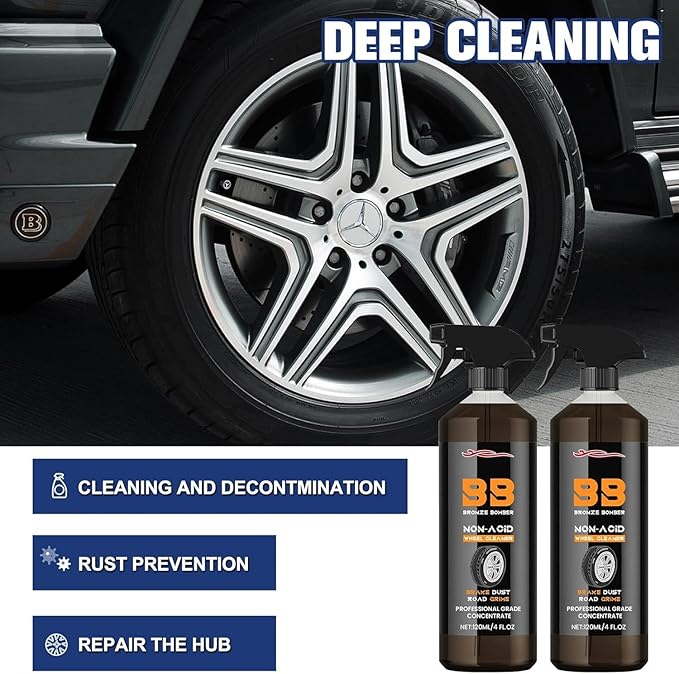 Upgraded Bronze Bomber Wheel Cleaner, Tire Cleaner,- Safe on Chrome and All Wheel Finishes - Brake Dust, Dirt, Browning, Grease, and Grime Remover USA (4 Pack)