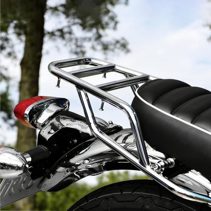 CHIFUN Rear Luggage Rack for Kawasaki W800 2020-2023, W800 ABS 2024-2026, W800 Cafe 2019-2020, Steel Motorcycle Luggage Shelf Bracket Cargo Rack Replacement (Chrome)