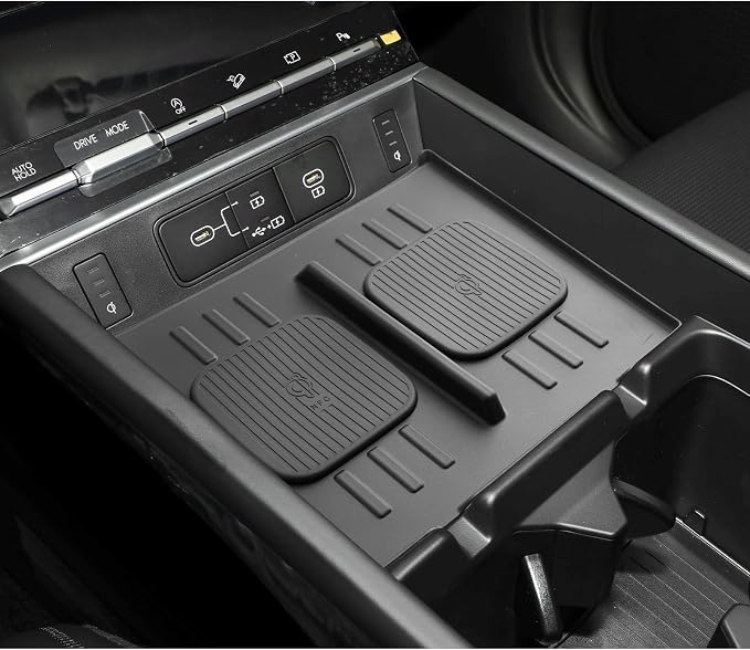 LUWU 2026 Santa Fe Wireless Charging Anti-Slip Mat Compatible with 2024 2025 2026 Santa Fe Accessories Silicone Protective Pad Liner Protective Pad Center Console Phone Charger Liner Mat Black