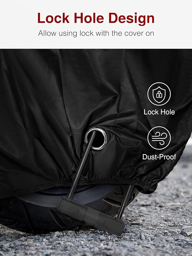 Puroma Motorcycle Cover Heavy Duty Scooter Cover Waterproof Outdoor All Season Universal Weather Quality Protection with Night Reflective, Lock Holes and Storage Bag Fits up to 97" Motorcycle Vehicle