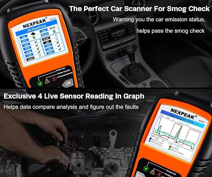 NEXPEAK OBD2 Scanner, NX501 Enhanced OBD II Auto Code Reader, Car Diagnostic Scan Tool Vehicle Check Engine Light Analyzer for All OBDII Vehicles After 1996 Colorful