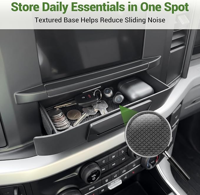 Center Console Drawer Organizer for 2023-2026 Ford F250 F350 F450 F550 Super Duty XL 8-Inch Screen Dashboard Storage Box Inserts Tray for F250-550 8" Screen Accessories